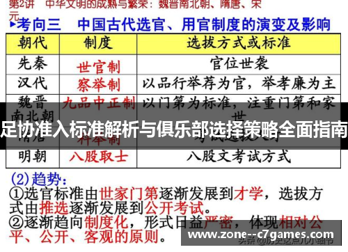 足协准入标准解析与俱乐部选择策略全面指南